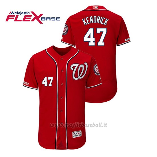 Maglia Baseball Uomo Washington Nationals Howie Kendrick 150th Aniversario Patch Autentico Flex Base Rosso